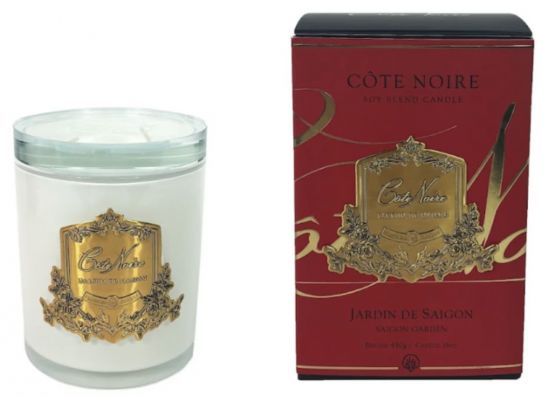 Saigon Garden Свеча 450 гр , белый стакан, золотой декор Д 16х10,5х10,5 см время горения 100 ч