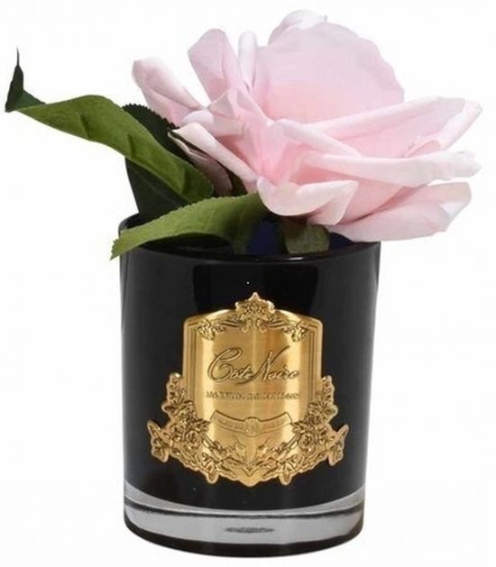Ароматизированная роза, цвет розовый  черная  ваза, 1 спрей                             Д  16х10,5х10,5 см FRENCH ROSE pink, арт. GMRB06 COTE NOIRE