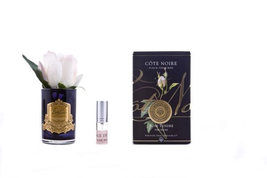 Ароматизированная роза, светло-розовый,  черная ваза, 1 спрей        Д  13,5х8х8 см ROSE BUD blush, арт. GMRB42 COTE NOIRE