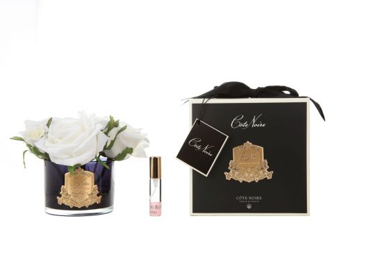 Букет из 5 роз ароматизированный, цвет слоновая кость, черная ваза, 1 спрей  Д  17х17х17 см FIVE ROSE ivory, арт. GMRB61 COTE NOIRE