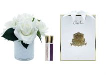 Букет лилий, белый  ваза стекло рельеф "Ёлочка", 2 спрея, Д  21х17х17 см HERRINGBONE FLOWER WHITE, арт. HCF05 COTE NOIRE