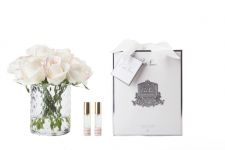 Букет розы, бледно-розовый,  ваза стекло рельеф "Ёлочка", 2 спрея, Д  21х17х17 см HERRINGBONE FLOWER CLEAR, арт. HCF22 COTE NOIRE