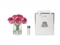 HERRINGBONE  CLEAR MAGENTA rose buds    Букет розы, цвет ярко-розовый, ваза стекло рельеф "Ёлочка", 2 с