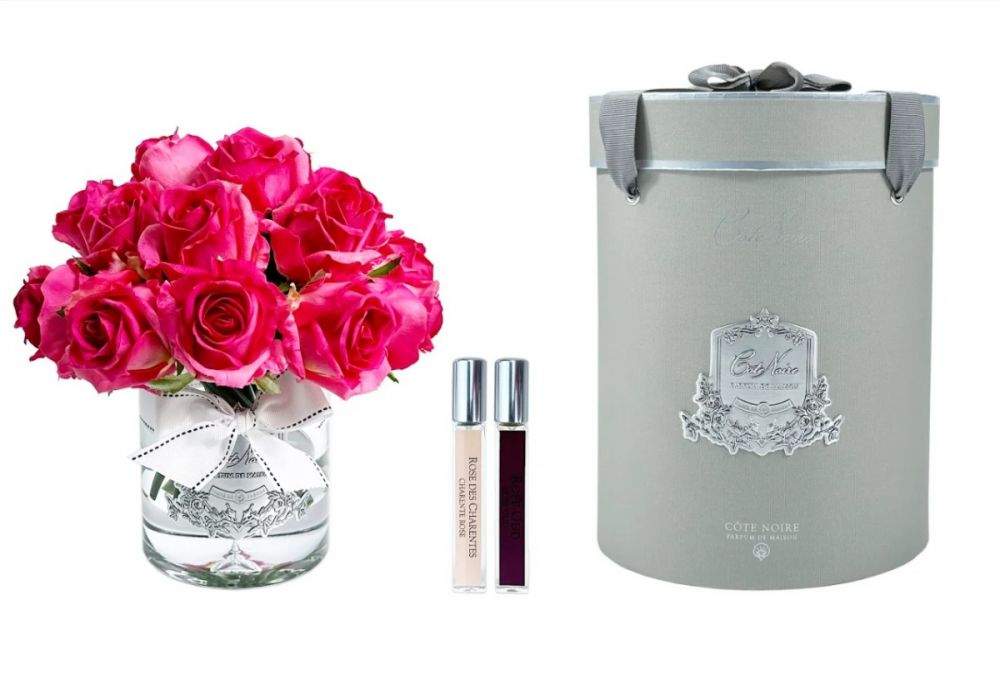 GRAND ROSE BUDS BOUQUET Большой букет из бутонов роз, 2 спрея по 10 мл, ярко-розовый, серебряный дек