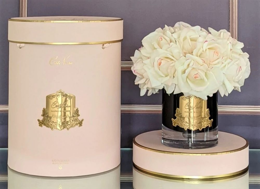 GRAND BOUQUET black glass blush Большой букет роз, 2 спрея по 10 мл, черная ваза, бледно-ро