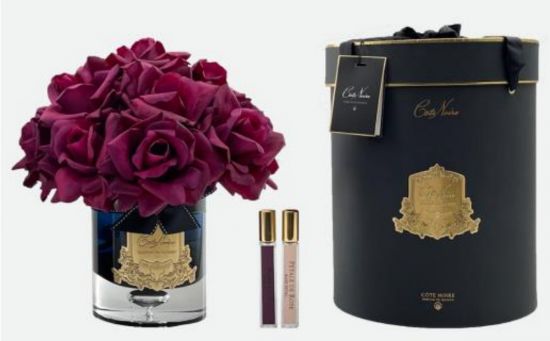 GRAND BOUQUET black glass carmine red   Большой букет роз,  2 спрея по 10 мл, черная ваза, крас