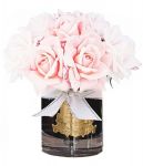 GRAND BOUQUET black glass mixed pink    Большой букет роз,  2 спрея по 10 мл, черная ваза, розов