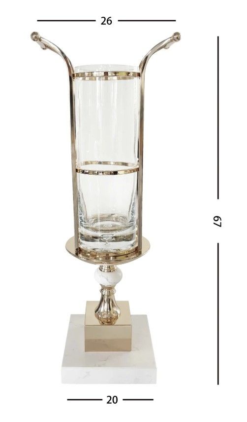 Ваза Cote Noire Gold Urn, стекло, белый мрамор, золотой декор, 77х31х26