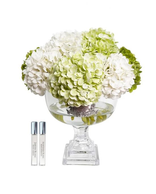 Provence Hydrangea Bouquet Букет гортензий, зеленый, 2 спрея по 10 мл, H.45 серебряный декор