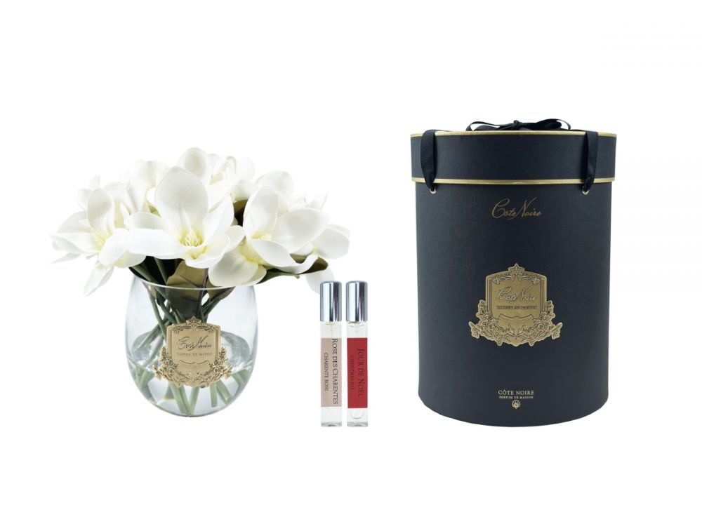 WHITE MAGNOLIAS gold badge  Букет белых магнолий, золотой декор, 2 спрея по 10 мл