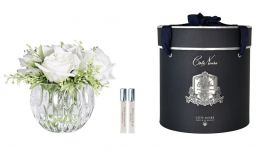 Round Summer Roses White Диффузор букет роз, белый, круглая рифленая ваза, спрей 10 мл*2шт