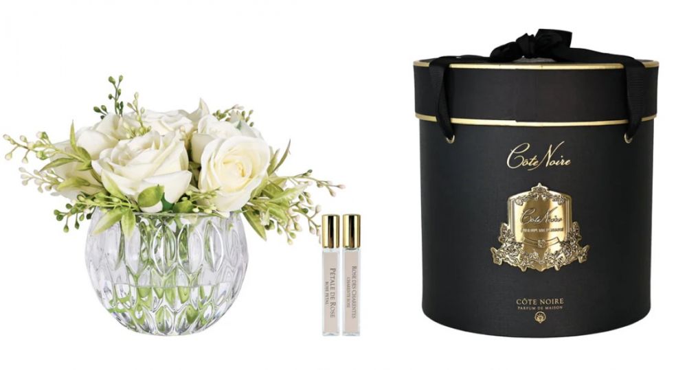 Round Summer Roses Champagne Диффузор букет роз, шампань, круглая рифленая ваза, спрей 10 мл*2шт