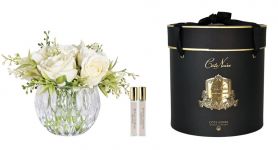 Round Summer Roses Champagne Диффузор букет роз, шампань, круглая рифленая ваза, спрей 10 мл*2шт