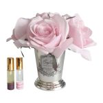 Букет роз цвет розовый , ваза металл, 2 спрея Д  21х17х17 см SEVEN ROSE French pink, арт. SMB03 COTE NOIRE