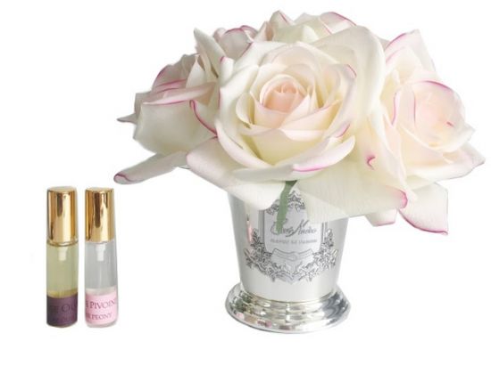 Букет роз цвет бледно розовый , ваза металл, 2 спрея Д  21х17х17 см SEVEN ROSE Pink blush Pink box, арт. SMB20 COTE NOIRE