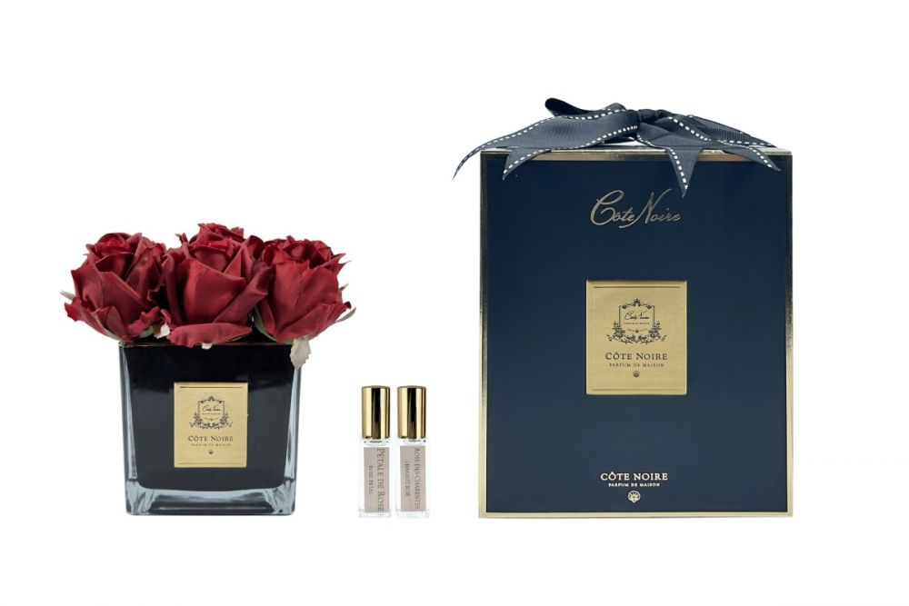 SQUARE 9 ROSE red black Букет 9 роз, цвет красный, квадратная черная ваза