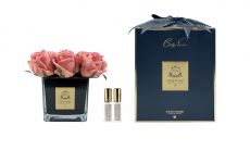 SQUARE 9 ROSE peach Букет 9 роз, цвет коралловый, квадратная черная ваза