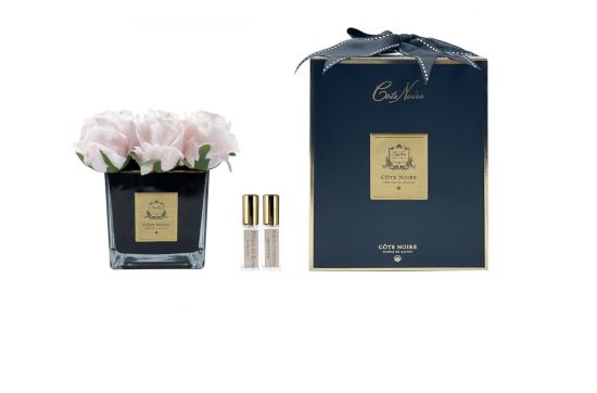 SQUARE 9 ROSE french pink black Букет 9 роз, цвет розовый, квадратная черная ваза