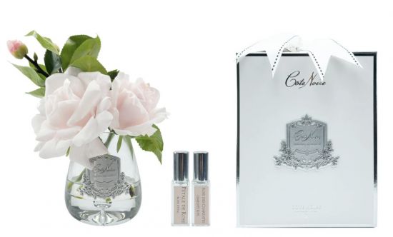 TEA ROSE french pink Букет роз, цвет розовый, прозрачная ваза, 2 спрея 5 мл Д 21х17х17 см