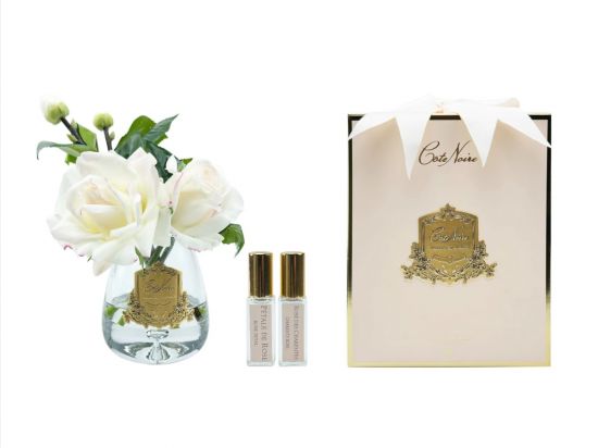 TEA ROSE Pink blush clear gold Роза, цвет светло-розовый, прозрачная ваза, декор золотой, 2 спрея 5