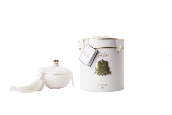 Свеча 300 гр, кисточка ароматизированная, спрей  5 мл для кисточки, соевый воск, время горения 65 ч Д  21х17х17 см, White Round Art Deco, COTE NOIRE GML30003