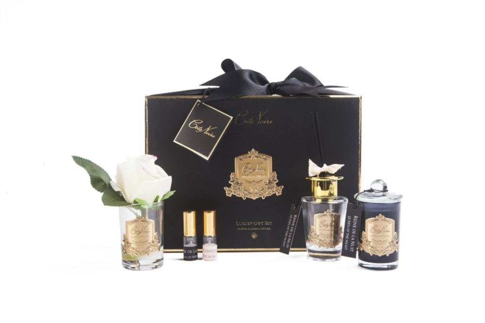 Подарочный набор (диффузор, бутон розы, 2 спрея по 10 мл, свеча), GIFT PACK QUEEN OF THE NIGHT, COTE NOIRE