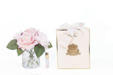 Ароматизированный букет розовых роз, в стеклянной вазе с рельефом "Ёлочка", 2 спрея, Д  21х17х17 см HERRINGBONE FLOWER CLEAR, арт. HCF08 COTE NOIRE